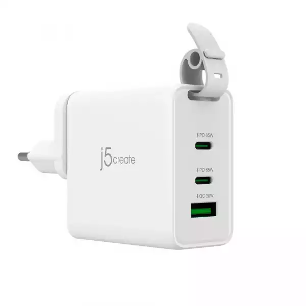 Мрежово зарядно j5create JUP3565CV 65W, 3 порта, USB-C, USB-A