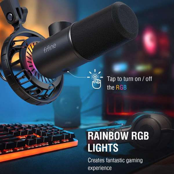 Настолен микрофон FIFINE K658 Dynamic RGB - Black Настолен микрофон FIFINE K658 Dynamic RGB - Black