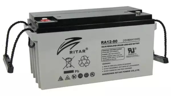 Оловна батерия RITAR (RA12-80), AGM, 12V, 80 Ah, 350/ 167/ 182 mm, Терминал F11(M6)