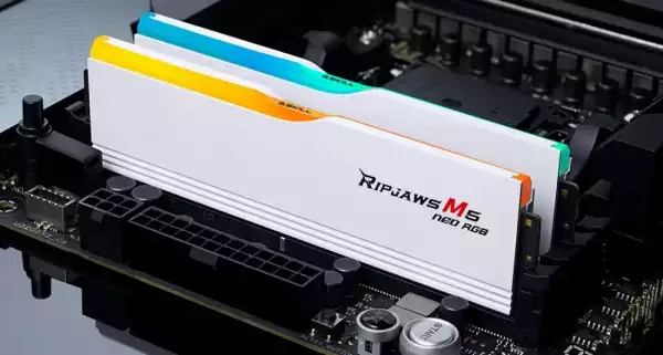 Памет G.SKILL Ripjaws M5 Neo RGB White 32GB(2x16GB) DDR5-6000 Памет G.SKILL Ripjaws M5 Neo RGB White 32GB(2x16GB) DDR5-6000