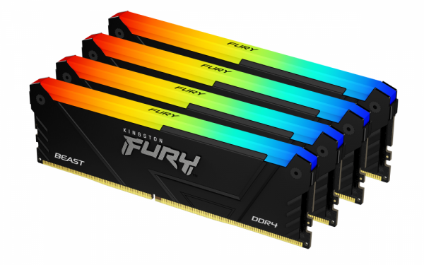 Памет Kingston FURY Beast Black RGB 64GB(4x16GB) DDR4 3200MHz CL16 Памет Kingston FURY Beast Black RGB 64GB(4x16GB) DDR4 3200MHz CL16