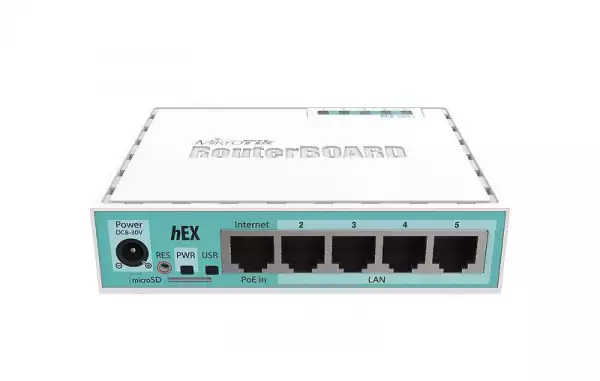 Рутер MiKrotik RB750GR3 HEX, 5 x 10/100/1000 Mbps, PoE, Бял Рутер MiKrotik RB750GR3 HEX, 5 x 10/100/1000 Mbps, PoE, Бял