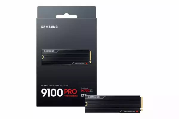 SSD SAMSUNG 9100 PRO 2TB, PCIe 5.0 NVMe M.2 Type 2280 Heatsink