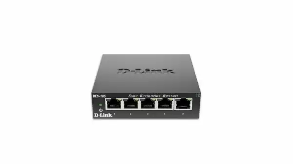 Суич D-Link DES-105/E, 5 портов 10/100, метален корпус