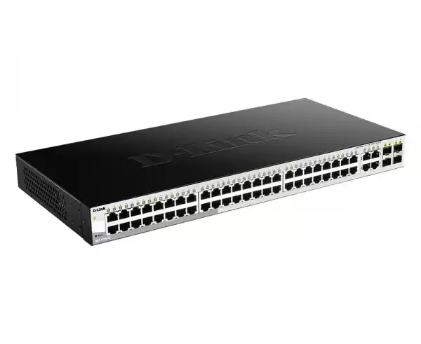 Суич D-Link DGS-1210-52, 48 портов 10/100/1000 Base-T port with 4 x 1000Base-T /SFP ports, управляем, за монтаж в шкаф