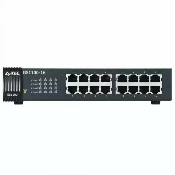 Суич ZYXEL GS1100-16, 16 портов, Gigabit, за монтиране в шкаф