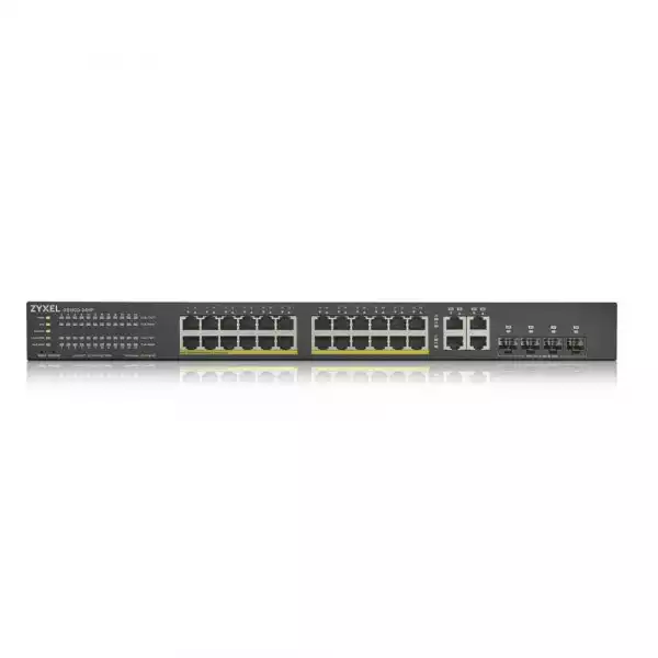 Суич ZYXEL GS1920-24HPV2, 24 портов Gigabit Smart-Managed PoE, за монтаж в шкаф