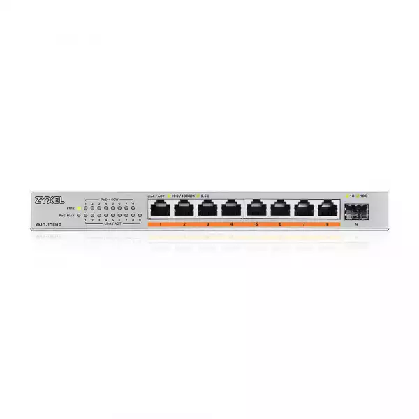 Суич ZyXEL XMG-108HP  8 портов 2,5Gb + 1xSFP+, 100W PoE++, неуправляем