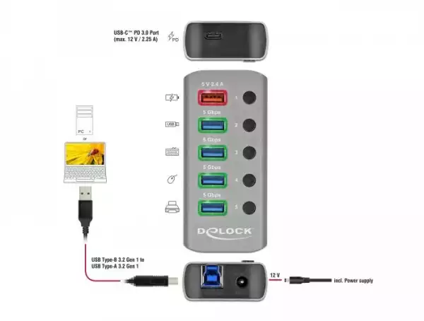 USB хъб, 7-портов, DELOCK-63263 USB хъб, 7-портов, DELOCK-63263
