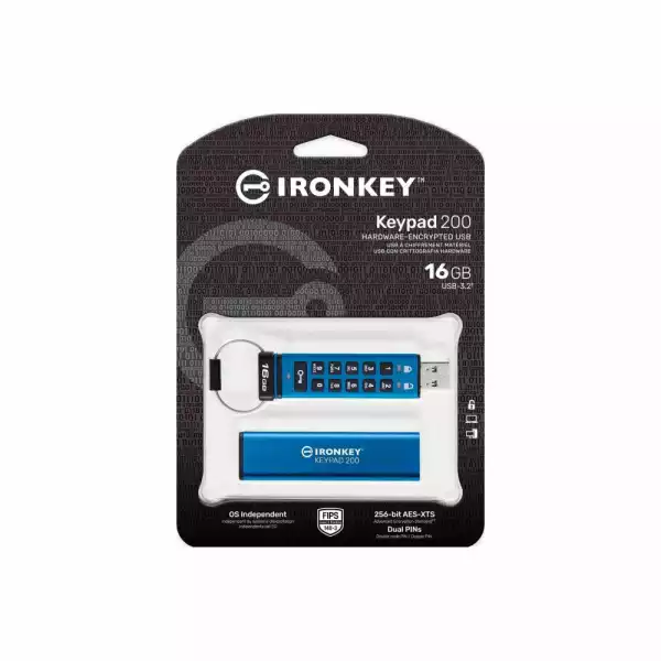 USB памет KINGSTON IronKey Keypad 200 - 16GB XTS-AES 256-bit