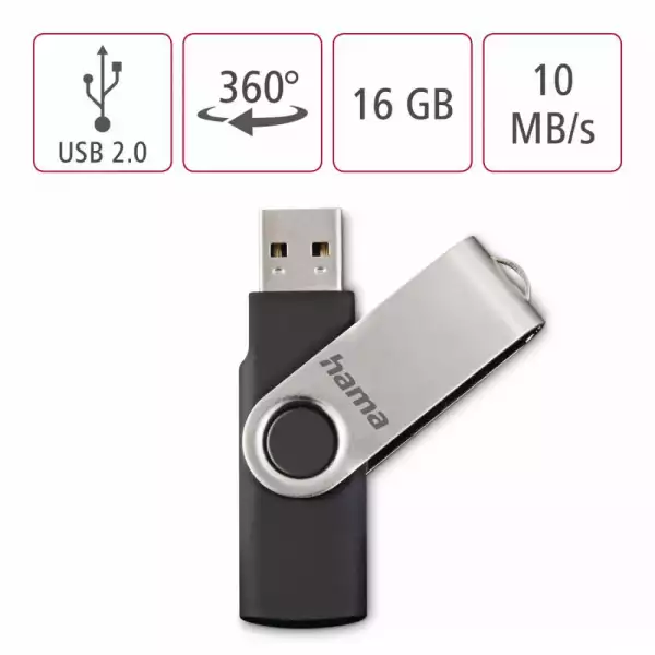 USB памет Rotate, 16GB, HAMA-94175 USB памет Rotate, 16GB, HAMA-94175