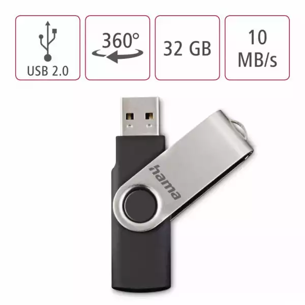 USB памет Rotate, 32GB, HAMA-108029 USB памет Rotate, 32GB, HAMA-108029