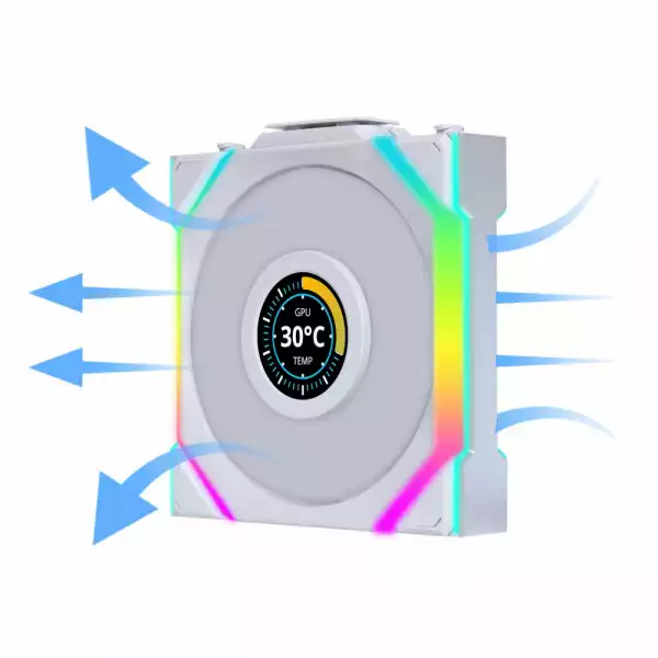 Вентилатор Lian Li UNI FAN SL Wireless LCD Reverse Blade ARGB PWM - 120 mm Бял