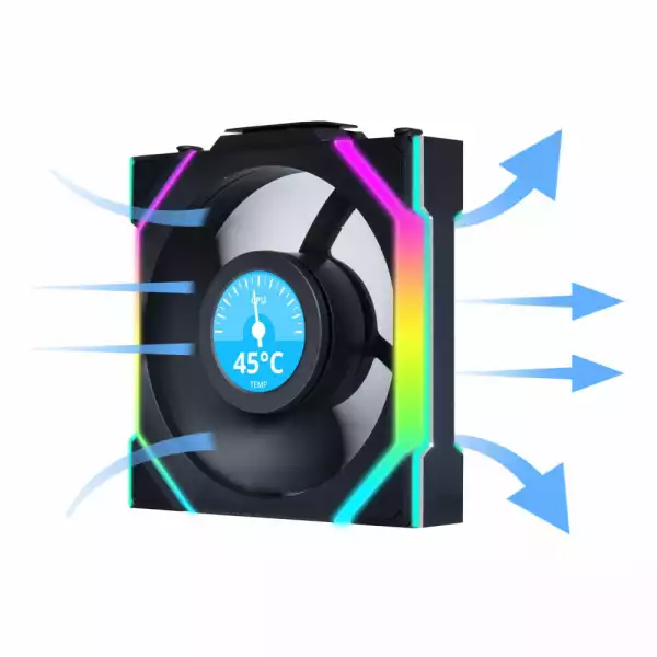 Вентилатор Lian Li UNI FAN SL Wireless LCD ARGB PWM - 120 mm Черен