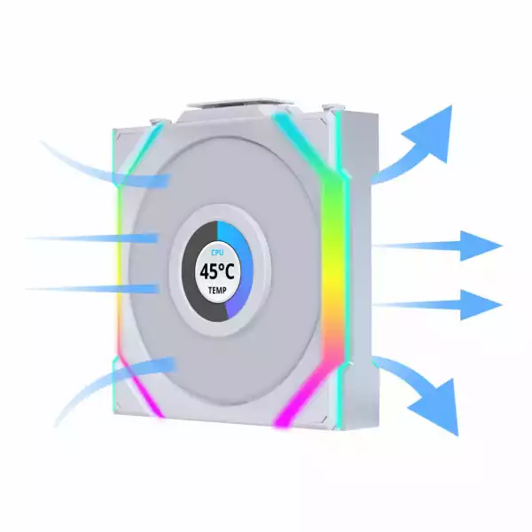 Вентилатор Lian Li UNI FAN SL Wireless LCD ARGB PWM - 120 mm Бял