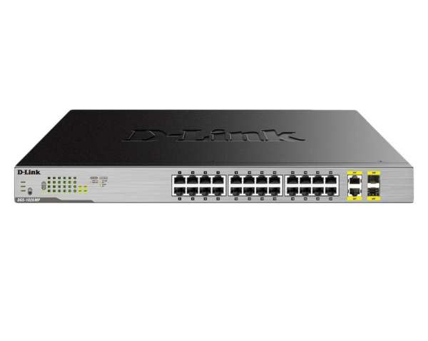 D-Link 24-Port Desktop Gigabit PoE + 2GE Combo Switch DGS-1026MP|Fly.bg