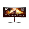 Монитор AOC CU34G4CA, 34" Curved 1500R, Fast VA, WLED, 3440x1440@@180Hz, 1ms GtG, 0.5ms MPRT, 450cd m/2, 3000:1, Adaptive Sync, FlickerFree, Low Blue Light, Tilt, Height Adjust, Swivel, 2xHDMI, DP, USB hub
