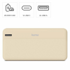 HAMA Външна батерия "Pocket 20", 20000 mAh, Изходи: 2x USB-A, бежов