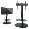 Елегантна мебел за дисплеи тип количка OMB SCEEN TOWER WH 32-55 inch, Max 35kg, Min 100x100, Max 600x400, Height 111 cm, Стъклен черен закален рафт, Hidden Cables, Easy Hanging System, Wheels, White, product code: H214