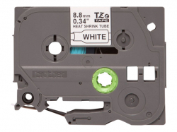 BROTHER HSE221 Label Roll Black on White with heat shrink 8.8mm x 1.5M