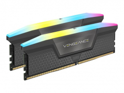 CORSAIR VENGEANCE RGB 64GB 2x32GB DDR5 5600MT/s DIMM Unbuffered 40-40-40-77 Std PMIC AMD EXPO Cool Grey Heatspreader Black PCB 1.25V