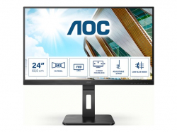 Монитор AOC 24P2QM, 23.8" VA WLED, 1920x1080@@75Hz, 4ms GtG, 300cd m/2, 3000:1, 50M:1 DCR, Adaptive Sync, Low Blue Light, FlickerFree, 2Wx2, Tilt, Height Adjust, Pivot, Swivel, D-SUB, DVI, HDMI, DP, USB hub