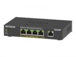 NETGEAR GS305P 5-Port Gigabit PoE Unmanaged Switch with 4 PoE ports desktop metal housing fanless PoE budget 63W                          