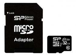 Silicon Power Elite /class 10 32GB mSD Card UHS-1 (U1) R/W: up to 85/10 MB/s, ECC function, Shock/water/x-ray-proof, w/ adapter