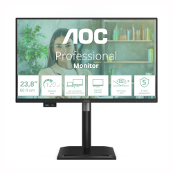 Монитор AOC 24P4CV, 23.8 inch, IPS panel, AG, 300cd/m2, 1500:1, 4ms, 120Hz, HDR, Anti Blue Light, HDMI, DP, DP out, USB-C, 4x USB, LAN, Speakers, KVM, HAS, Swivel, Tilt, Pivot, VESA, Energy class C