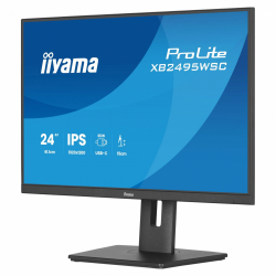 Монитор IIYAMA XB2495WSC-B1, 24.1 inch, IPS panel, 16:10, AG, WUXGA 1920x1200, 350cd/m2, 1500:1, 100Hz, 4ms, Flicker free, Eye Comfort, HDMI, USB-C, PD 65W, USB, Audio out, Speakers, HAS, Swivel, Tilt, Pivot, VESA 100, Energy class C, Black