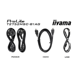 Монитор IIYAMA T2752MSC-B1AG, 27", IPS panel, AG, 7H, 16:9, 10-points PCAP touch, FHD 1920x1080, 400cd/m2, 1000:1, 5ms, 60Hz, OSD key lock, Flicker free, Anti- fingerprint, HDMI, DP, 2x USB, Audio out, Speakers, Tilt, VESA 100, Black