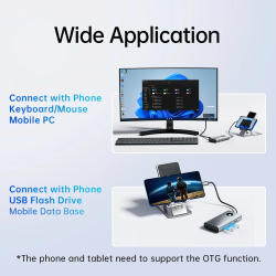 Orico докинг станция Docking Station Type-C - PW11-6PR-GY-EP - HDMI x 1, USB-C x 1, USB3.0 x 3, USB-C PD100W x 1, LAN x 1 (1Gbps)