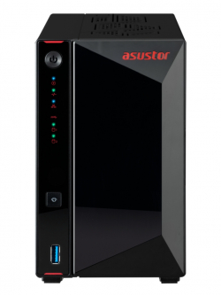 Asustor Nimbustor AS5402T, 2 Bay NAS, Quad-Core 2.0GHz CPU, Dual 2.5GbE Ports, 4GB SO-DIMM DDR4 (Max. 16GB), Four M.2 SSD Slots (Diskless), 3x USB 3.2 Gen 1 Type A, WOW (Wake on WAN), WOL, System Sleep Mode, AES-NI hardware encryption, Black                          