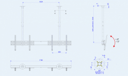 Двойна стойка за таван OMB DOUBLE LIFT, Max 60 inch, Max 50kg per display, Min Distance from Ceiling: 644 mm, Max Distance from Ceiling: 1044 mm, Two SLIM TILT 600 Included, 12° Tilt, Hidden Cables, Black, product code: 06059
