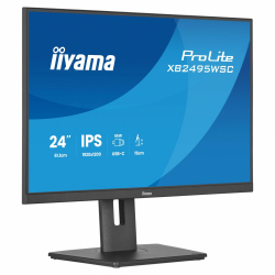 Монитор IIYAMA XB2495WSC-B1, 24.1 inch, IPS panel, 16:10, AG, WUXGA 1920x1200, 350cd/m2, 1500:1, 100Hz, 4ms, Flicker free, Eye Comfort, HDMI, USB-C, PD 65W, USB, Audio out, Speakers, HAS, Swivel, Tilt, Pivot, VESA 100, Energy class C, Black