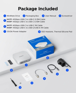 Orico докинг станция SSD Docking station M.2 NVMe - USB-C(10Gbps) x 1, USB3.2 x 2, USB2.0 x 2, M.2 x 1, Audio, SD/TF 4.0 - MiniLink M49P-EU-SV