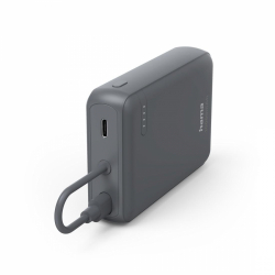 HAMA Външна батерия „Travel“ с кабел, 10000mAh, 2 изхода: 2x USB-C, антрацит