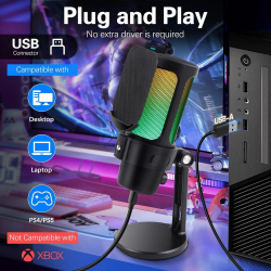 VCom Геймърски микрофон Gaming USB Microphone - VCOM-M902 Black - USB, RGB