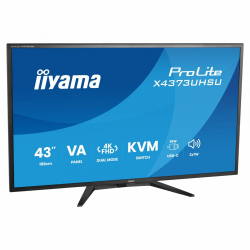 Монитор IIYAMA X4373UHSU-B2, 42.5 inch, VA panel, Dual Mode, 4K UHD / FHD, 450cd/m2, 4000:1, 3ms, 120 / 60 Hz, KVM switch, HDR10, Flicker free, Blue light reducer, 2x HDMI, DP, 2x USB-C, 2x USB-A, Audio out, Tilt, VESA, Black