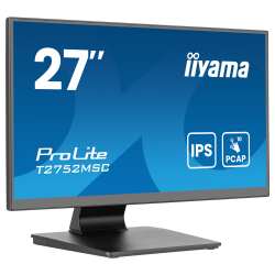 Монитор IIYAMA T2752MSC-B1AG, 27", IPS panel, AG, 7H, 16:9, 10-points PCAP touch, FHD 1920x1080, 400cd/m2, 1000:1, 5ms, 60Hz, OSD key lock, Flicker free, Anti- fingerprint, HDMI, DP, 2x USB, Audio out, Speakers, Tilt, VESA 100, Black