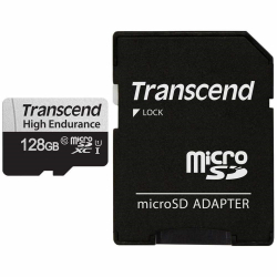 Transcend 128GB micro SD w/ adapter U1, High Endurance                          