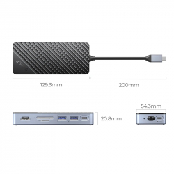 Orico докинг станция Portable Docking station M.2 SATA/NVMe - HDMI, USB3.2-A x 2, USB-C (10Gbps) x 1,USB-C (PD100W), SD/TF - OM28P-G2-BK