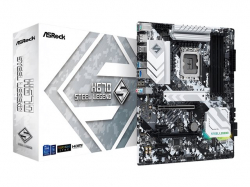 ASROCK Main Board Desktop H670 Steel Legend (S1700, H670, 4x DDR4, 2x PCIe x16, 3x PCIe x1, 4x SATA3 6.0Gb/s, 2x m.2 PCIe Gen4x4, RAID 0,1,5,10, 8x USB 3.2, 1x USB-C 1x RJ-45 2.5G Lan, HDMI, DP, ATX, Retail