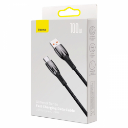 Кабел Baseus Glimmer Series USB-A - USB-C 100W 480Mbps 1м CADH00401 - черен
