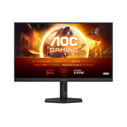 Монитор AOC Q27G4XF, 27" Gaming monitor, IPS panel, AG, 16:9, QHD 2560 x 1440, 0.5ms, 180Hz, 300cd/m2, 1000:1, HDR 10, Adaptive Sync, Flicker Free, Low Blue Light, G-Menu, HDMI, DisplayPort, Audio Out, HAS, Swivel, Tilt, Pivot, VESA 100, Black