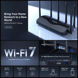 3-лентов Wi-Fi 7 рутер Mercusys MR47BE                          