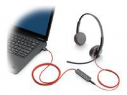 HP Poly Blackwire 3225 Stereo USB-C Headset +3.5mm Plug +USB-C/A Adapter Bulk
