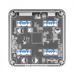Orico хъб USB3.0 HUB 4 port transparent, 1m cable - MH4U-U3-10-CR