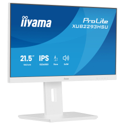 Монитор IIYAMA XUB2293HSU-W7, 21.5", IPS panel, 16:9, AG, FHD 1920x1080, 300cd/m2, 1000:1, 80M:1, 100Hz, 1ms, Flicker free, Blue light reducer, HDMI, DP, 2x USB, Audio out, Speakers, HAS, Swivel, Tilt, Pivot, VESA 100, White