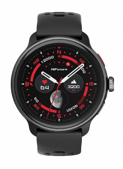 Смартчасовник HiFuture Vela Black, 1.43" AMOLED , GPS +Compass + Altimeter, 466*466, Support Local Music(100M Space), Support AI Coach for Training, Powered by Dual Core, Bluetooth Call, 5ATM Waterproof,  24/7 True Heart Rate & Blood, Oxygen Sensor, Up to 10days daily                          